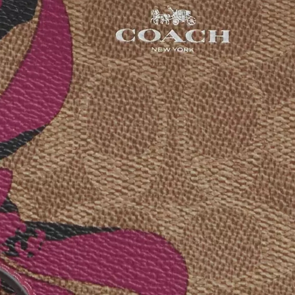 Coach Corner Zip Wristlet in Signature Canvas with Bow Print - Picture 3 of 4